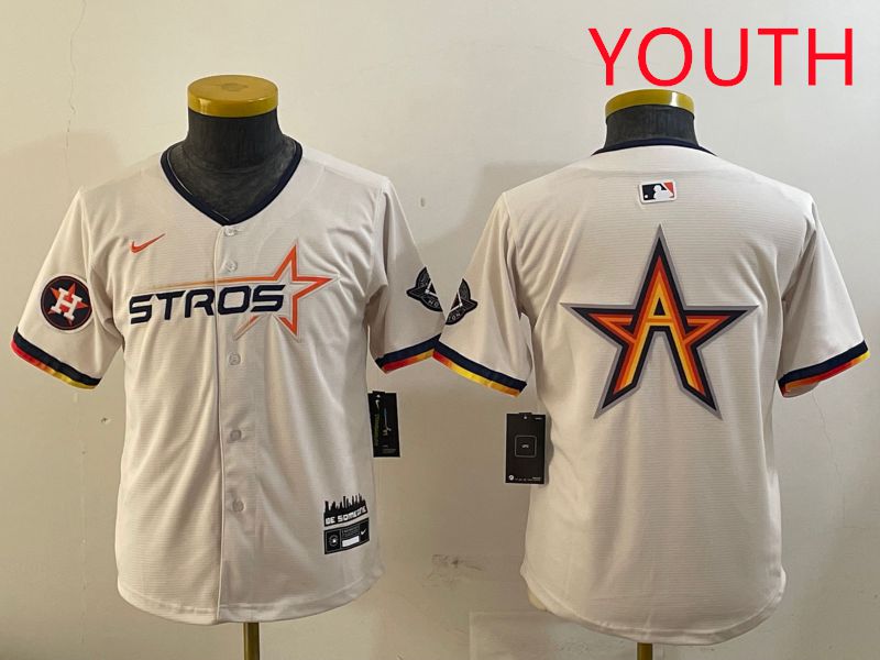 Youth Houston Astros Blank Cream three generations Joint Name 2025 Nike MLB Jersey style 4146